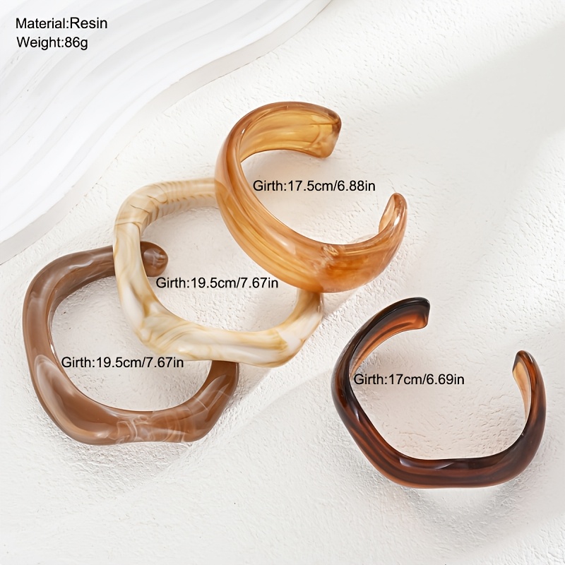 4pc Stackable Vintage Design Bracelet Set, Elegant Geometric Patterns